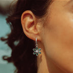Floral Hoops in Emerald and White cubic Zirconia