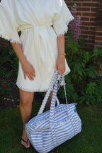 Hand Block Printed Duffle Bag – Blue Stripe