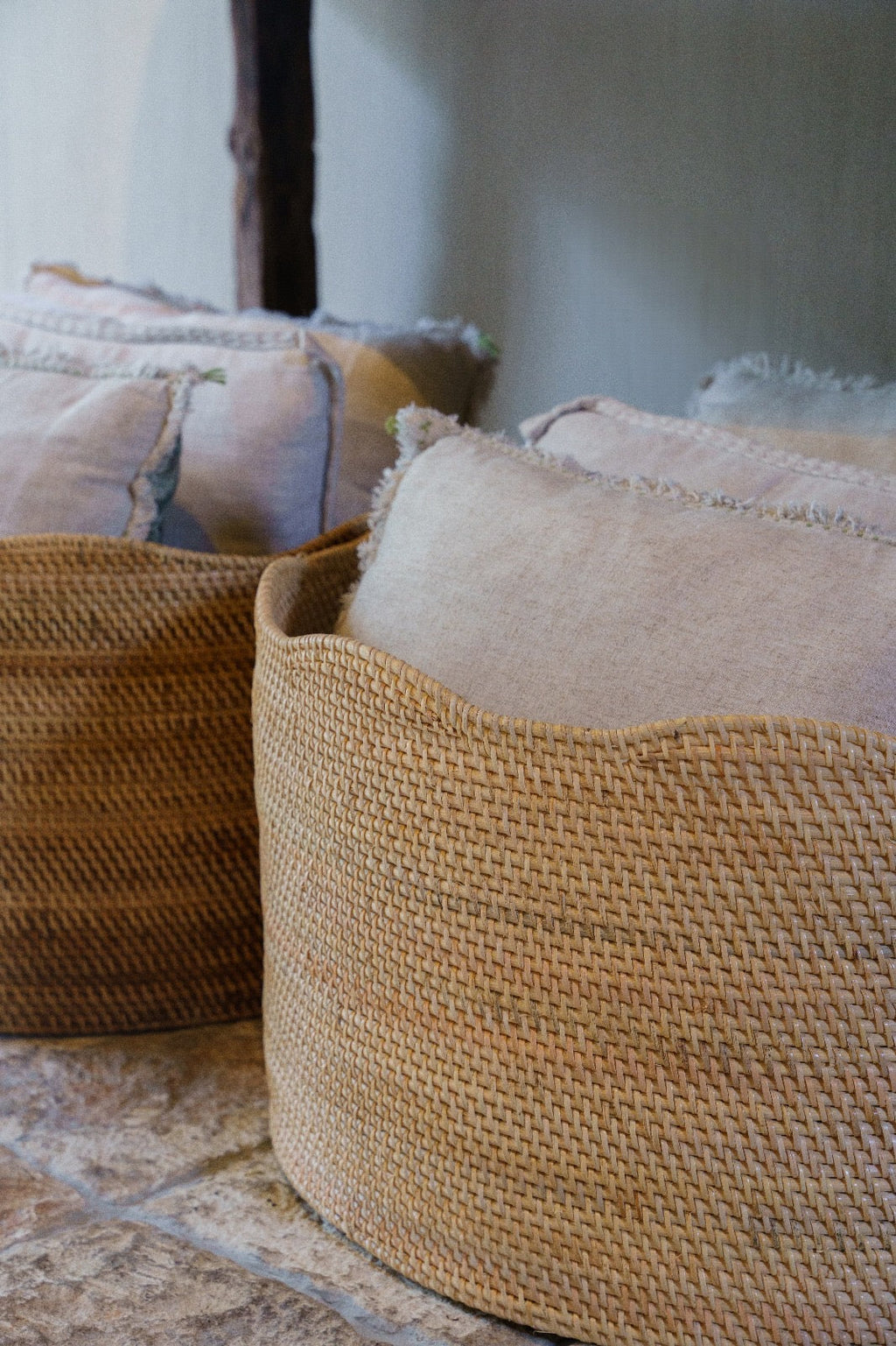 Solva Scallop Rattan Storage Basket