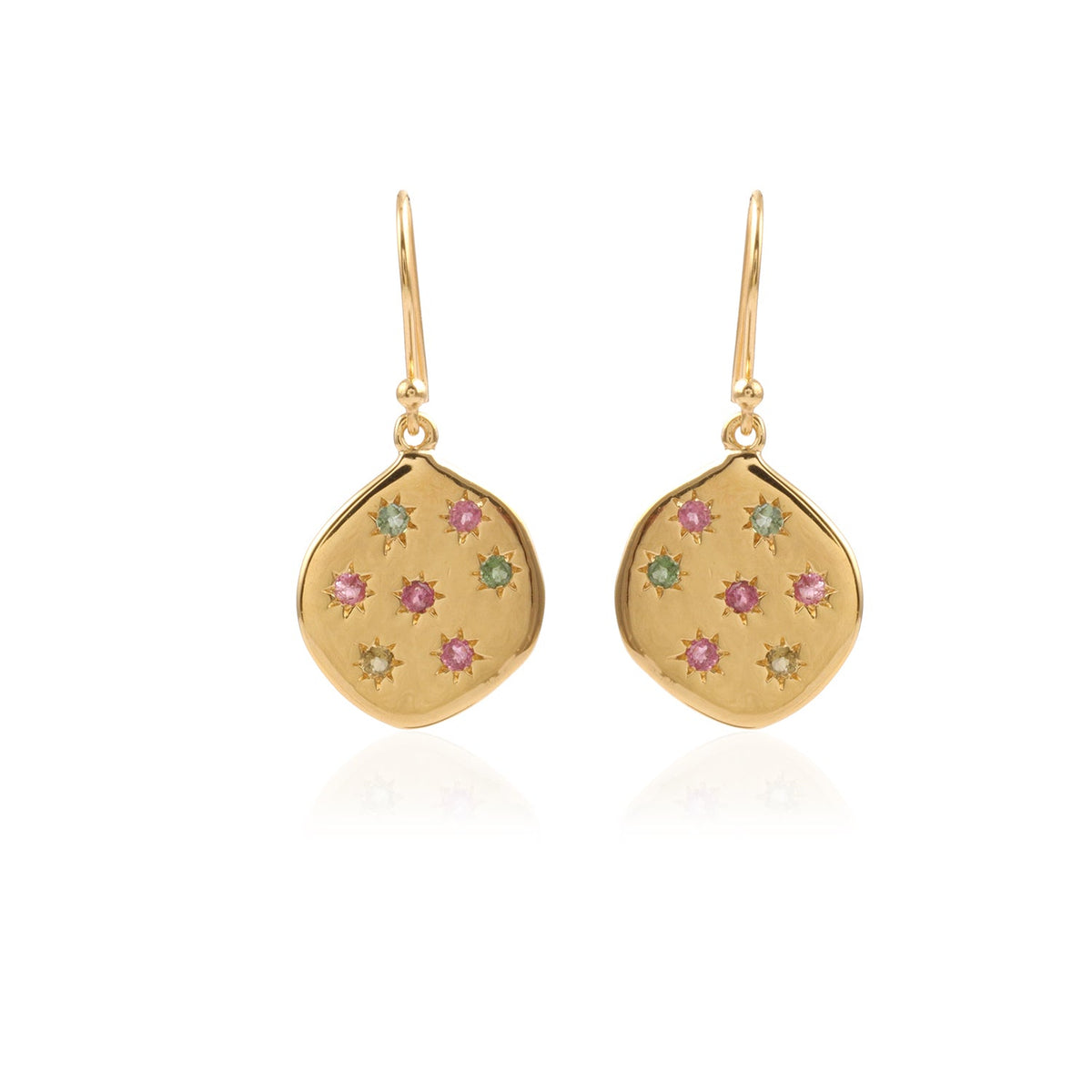 Stargazer Earrings in Gold and Tourmaline