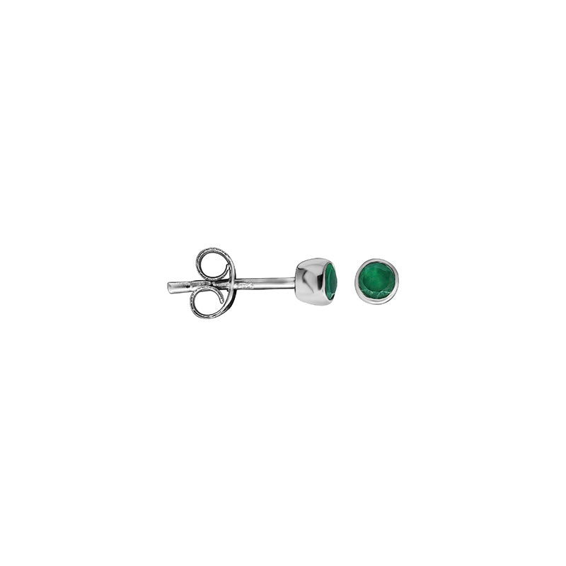 Acer Ear stud in Silver with Green Onyx