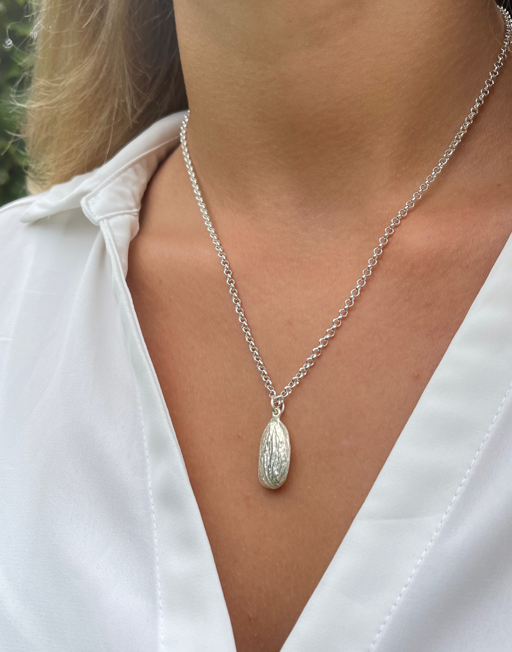 Almond Silver Pendant Necklace