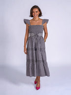 'ANDREA' DRESS IN BLACK GINGHAM