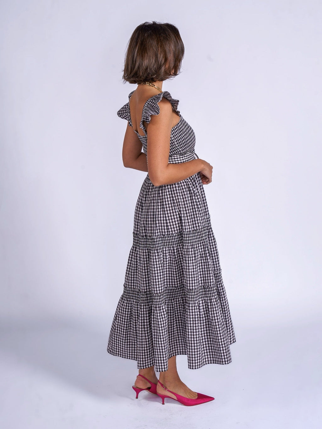 'ANDREA' DRESS IN BLACK GINGHAM