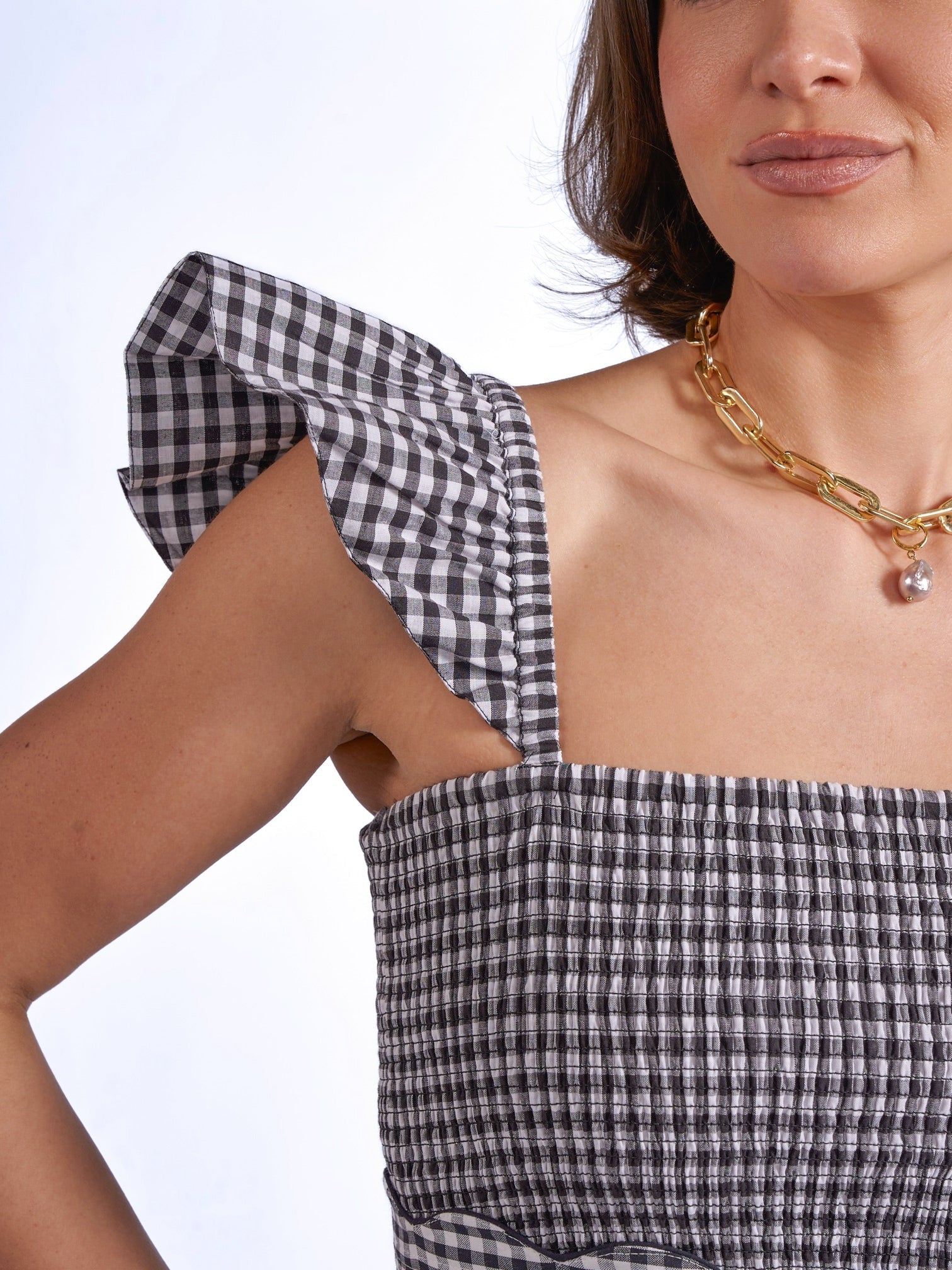 'ANDREA' DRESS IN BLACK GINGHAM