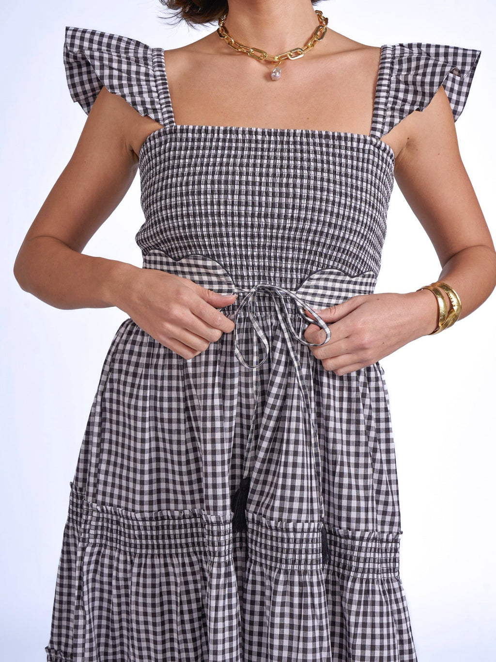 'ANDREA' DRESS IN BLACK GINGHAM