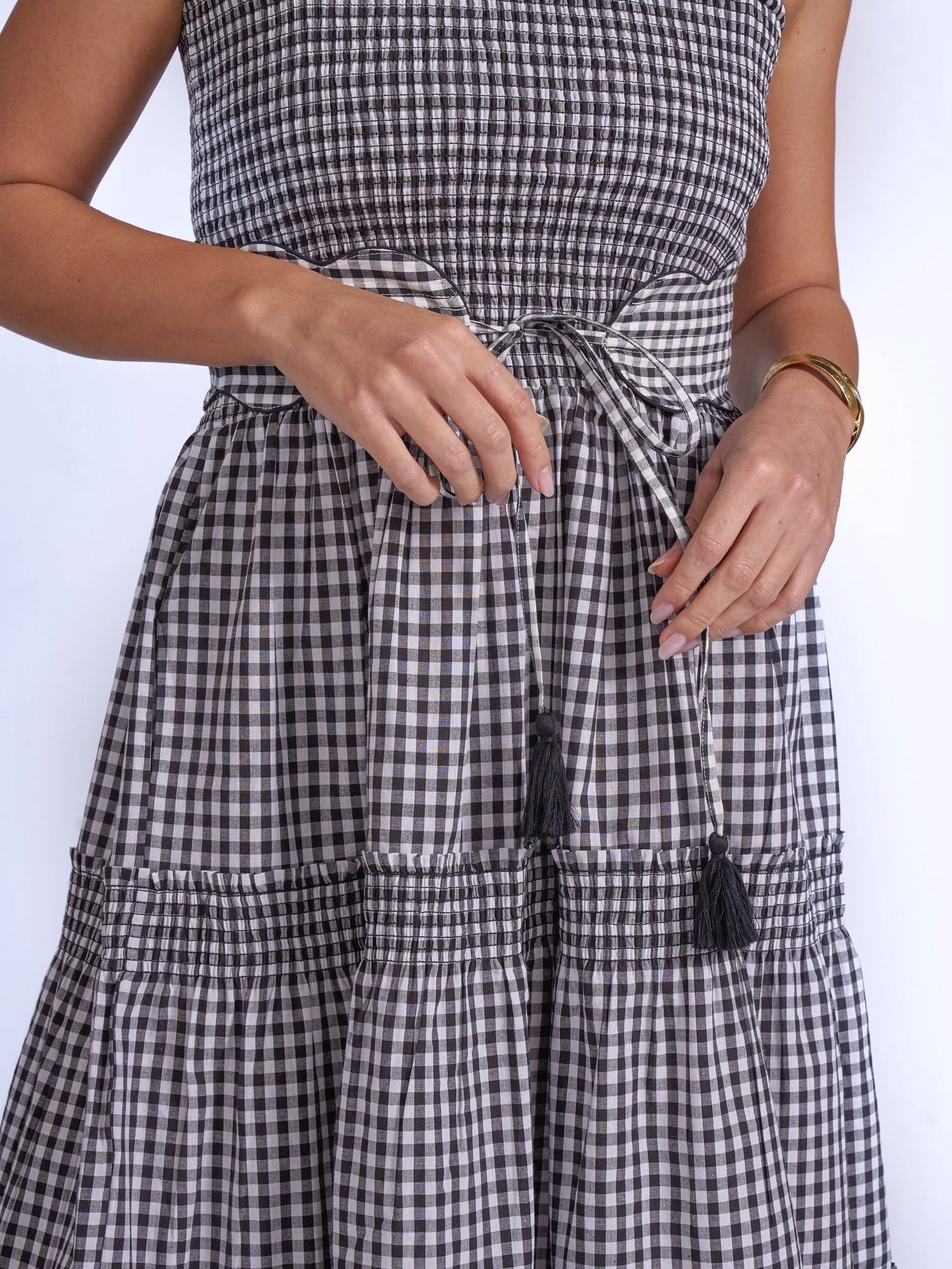 'ANDREA' DRESS IN BLACK GINGHAM