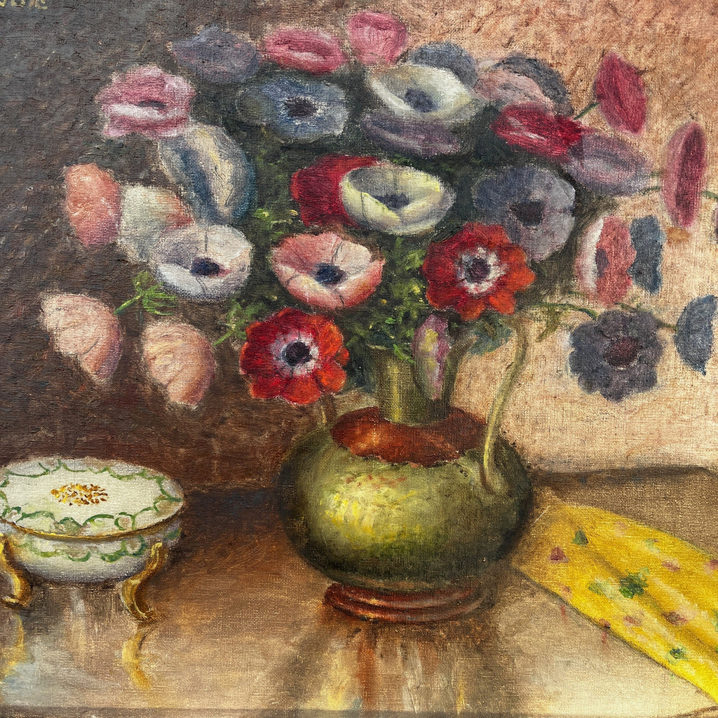 Vintage Still-Life of Anenomes - signed E.Vd Bossche