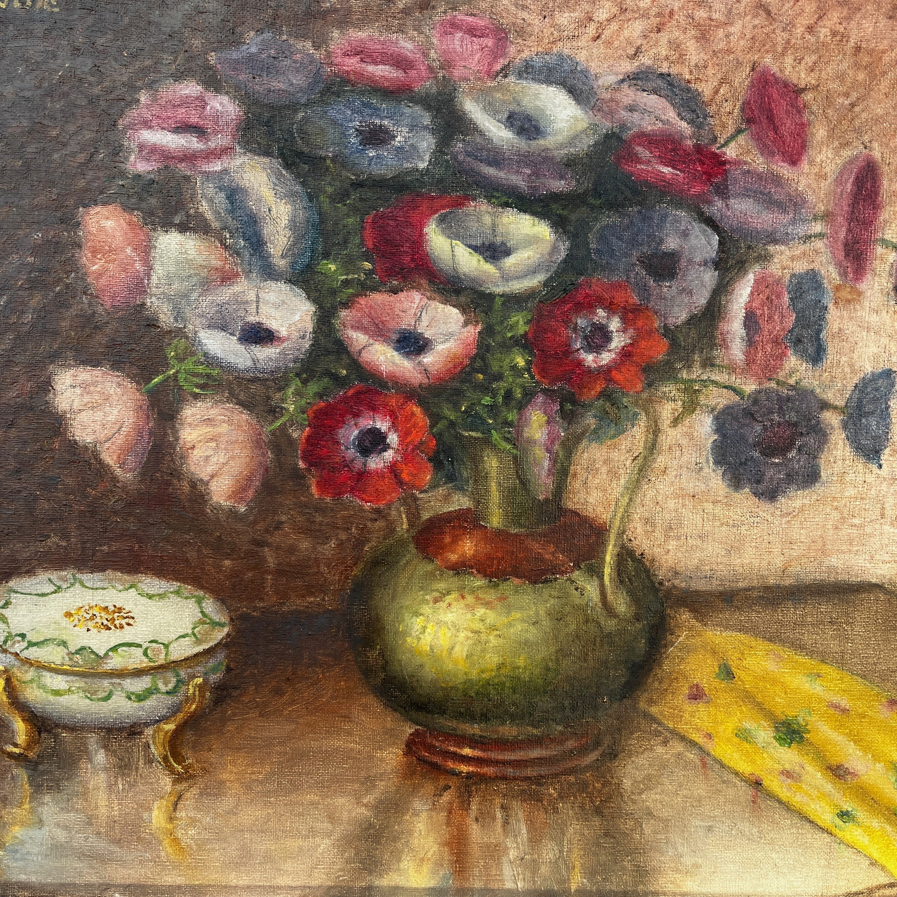 Vintage Still-Life of Anenomes - signed E.Vd Bossche