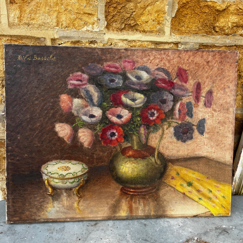 Vintage Still-Life of Anenomes - signed E.Vd Bossche