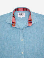 Women's Anga Blue Linen Shirt