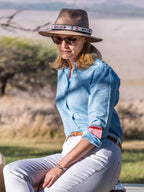 Women's Anga Blue Linen Shirt