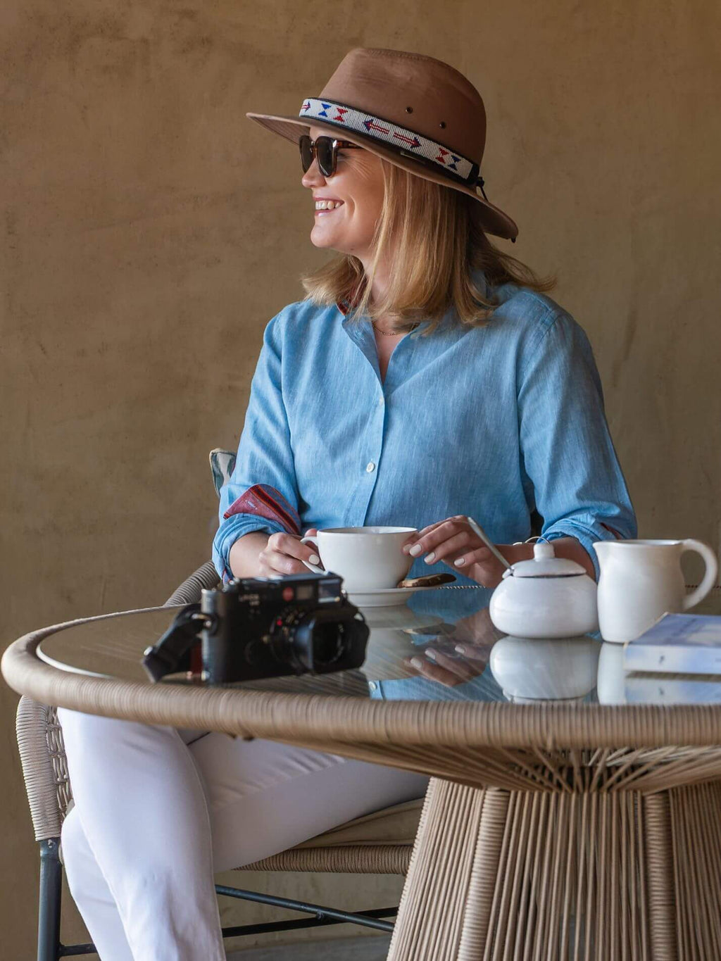 Women's Anga Blue Linen Shirt