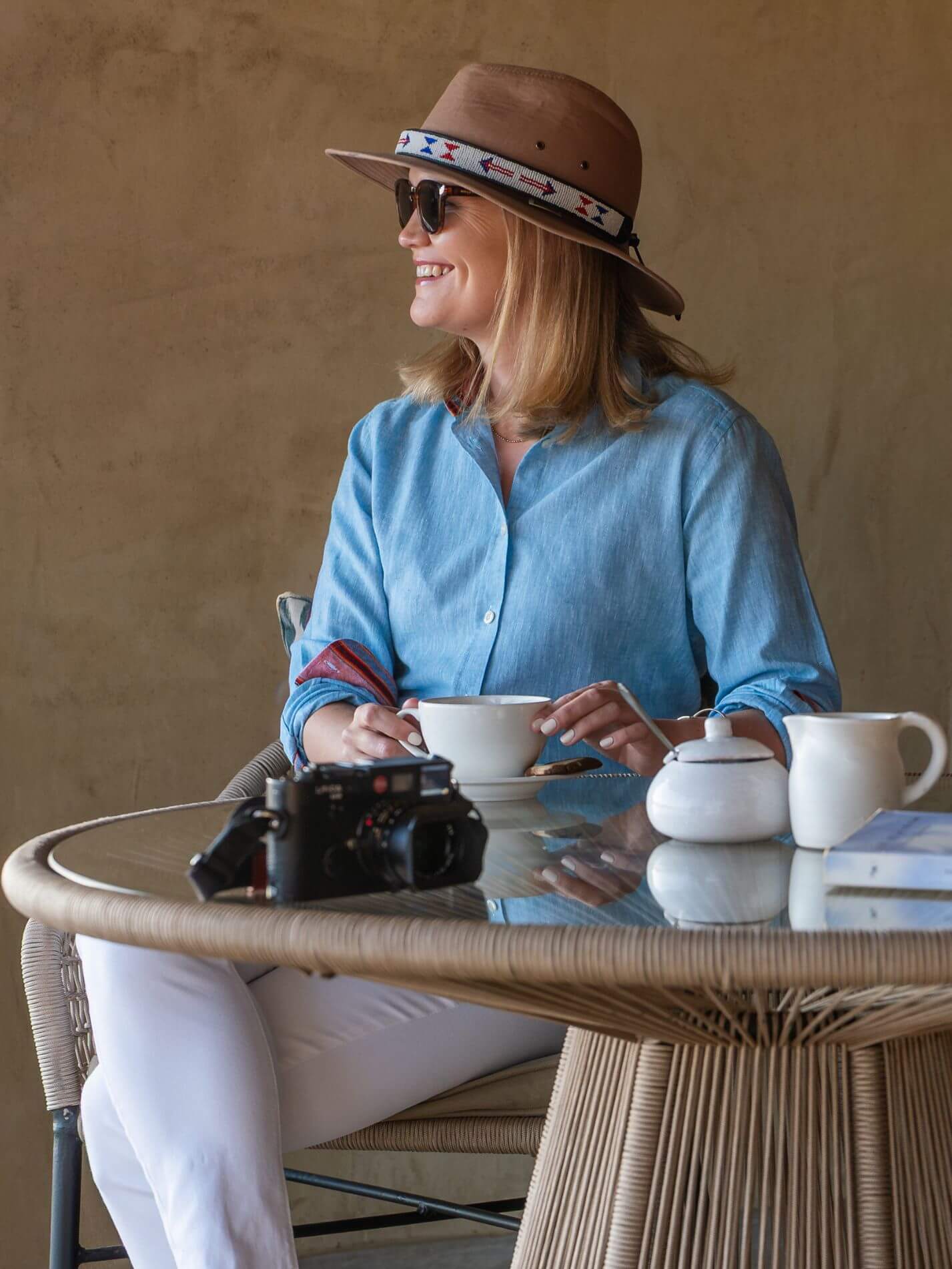Women's Anga Blue Linen Shirt