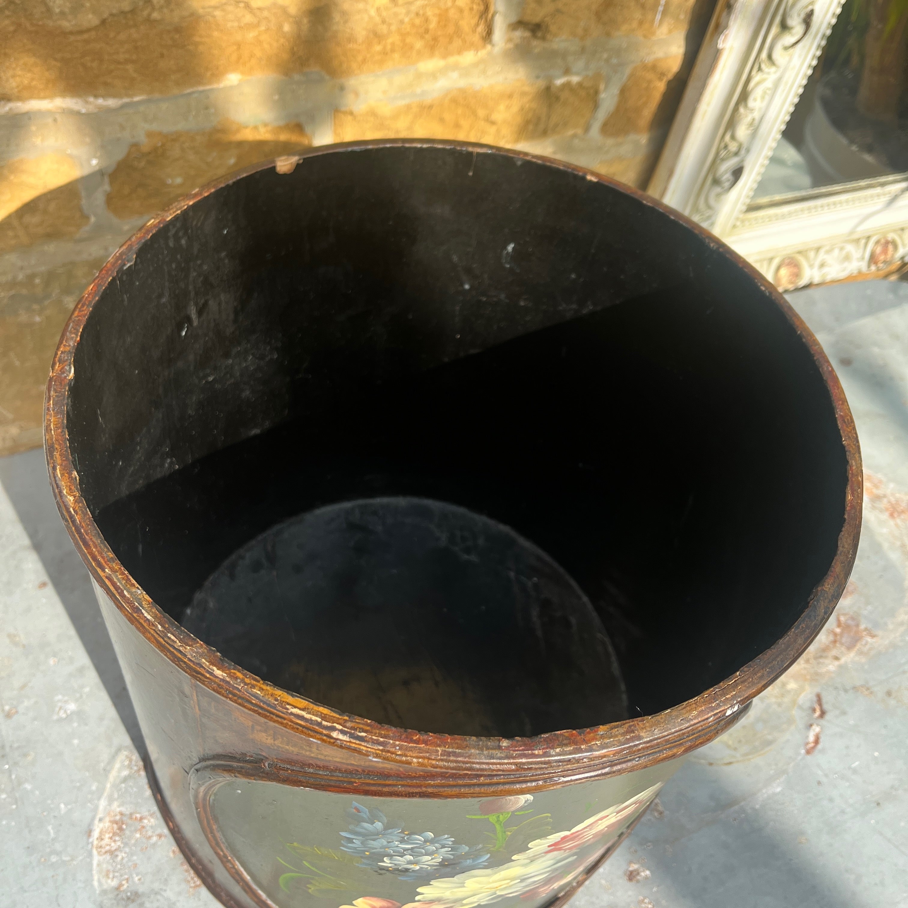 Antique English Tole Bin/Walking Stick Stand