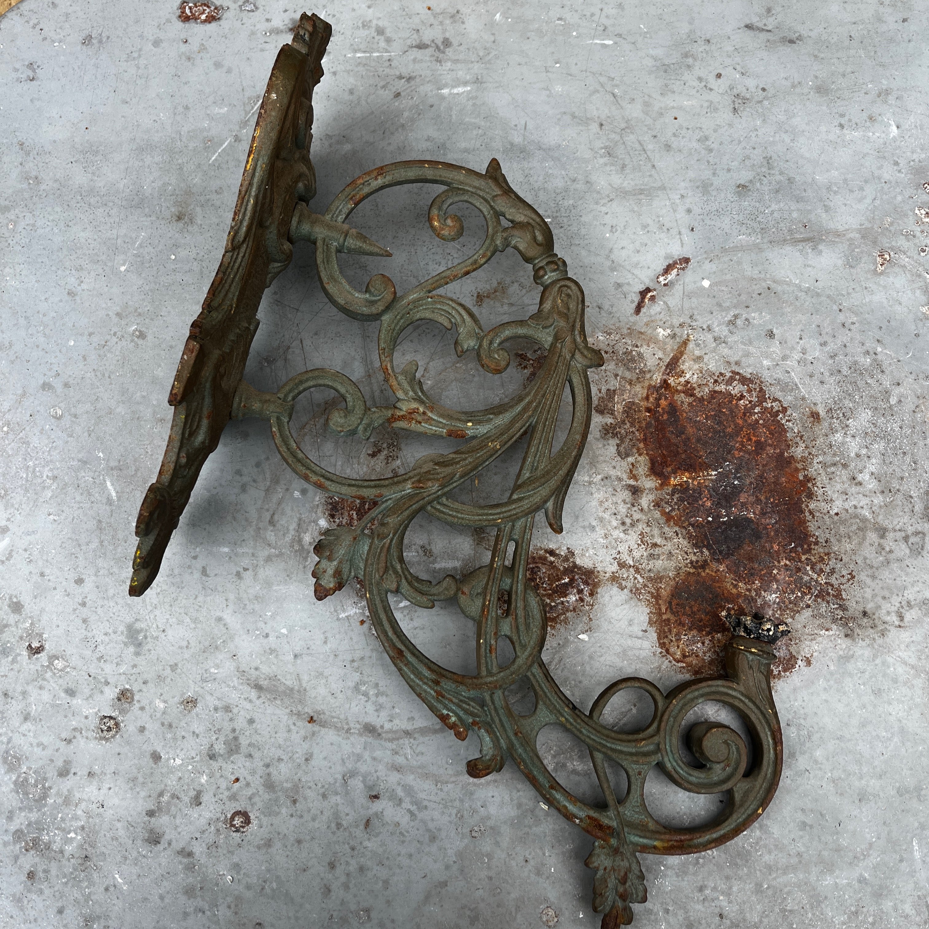 Antique Cast Iron Wall Sconce for Oil Lamp or Candle