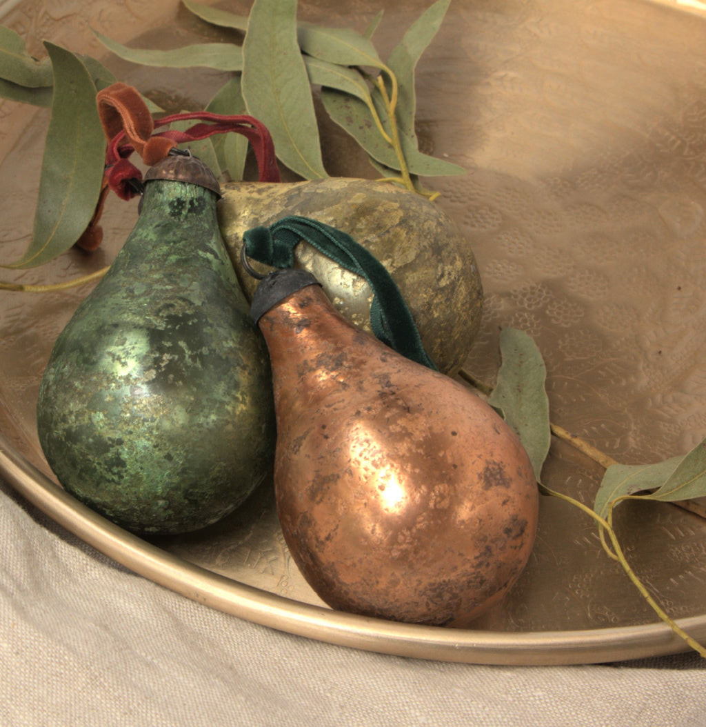 Antique Russet Glass Pear Bauble Decoration