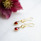 Large Apple and Pears Drop Earring in Gold with Citrine and Garnet