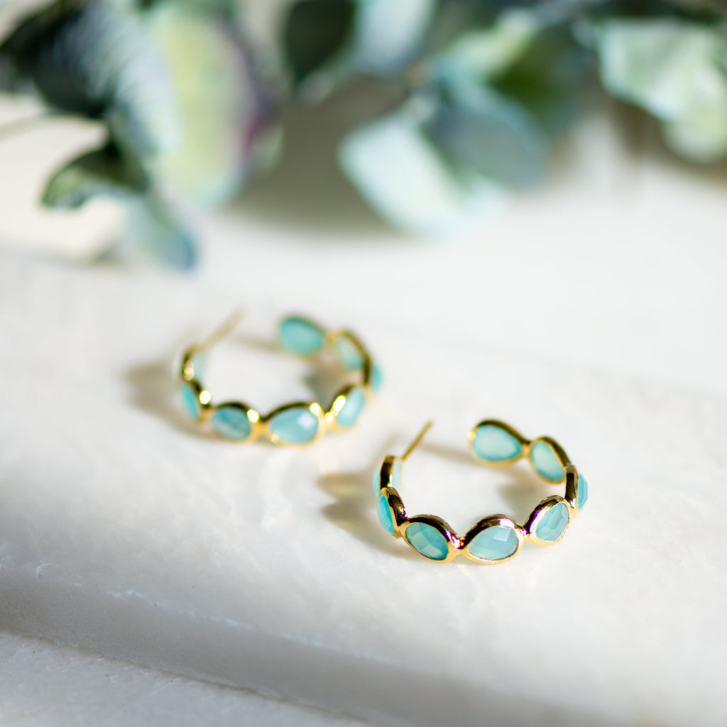 The Anna Hoops in Aqua Chalcedony