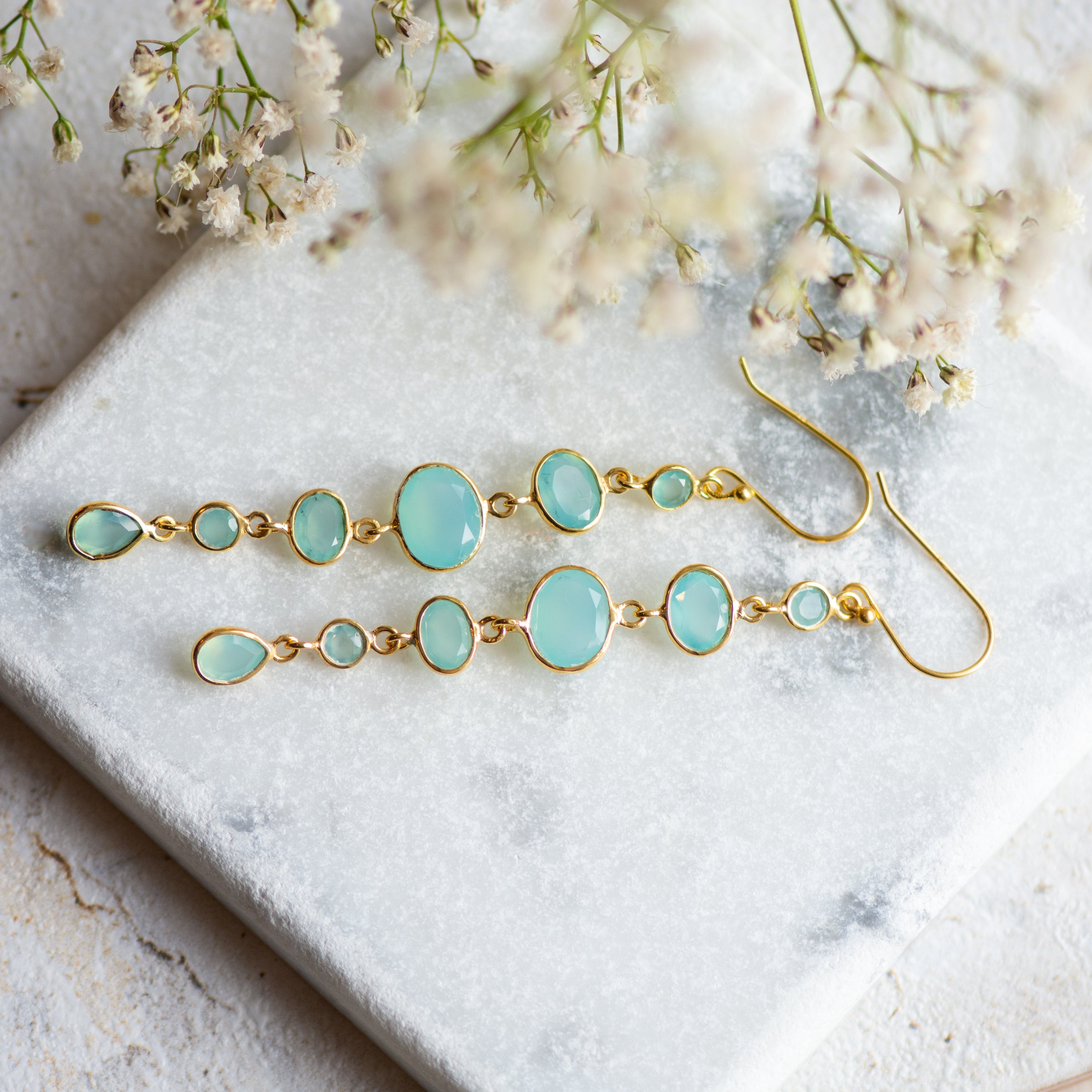 Aqua cascade earrings