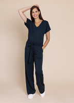 ATHENA v-neck, short sleeve top, navy