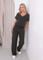 ATHENA v-neck, short sleeve top, olive