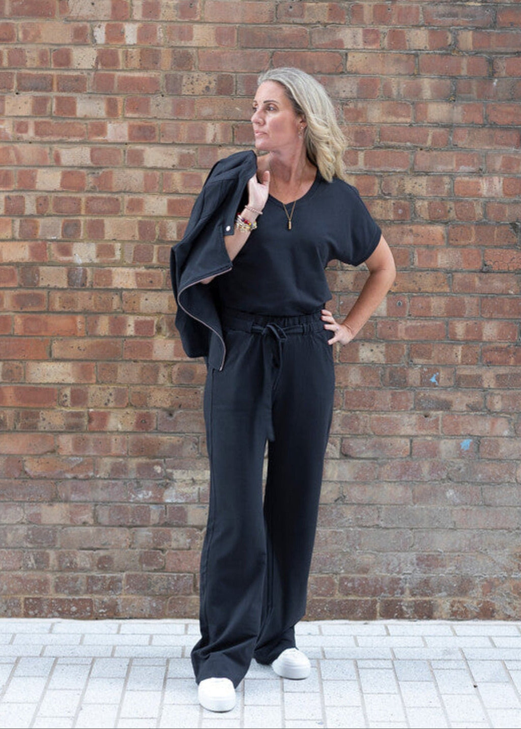 GODDESS wide leg trousers, charcoal