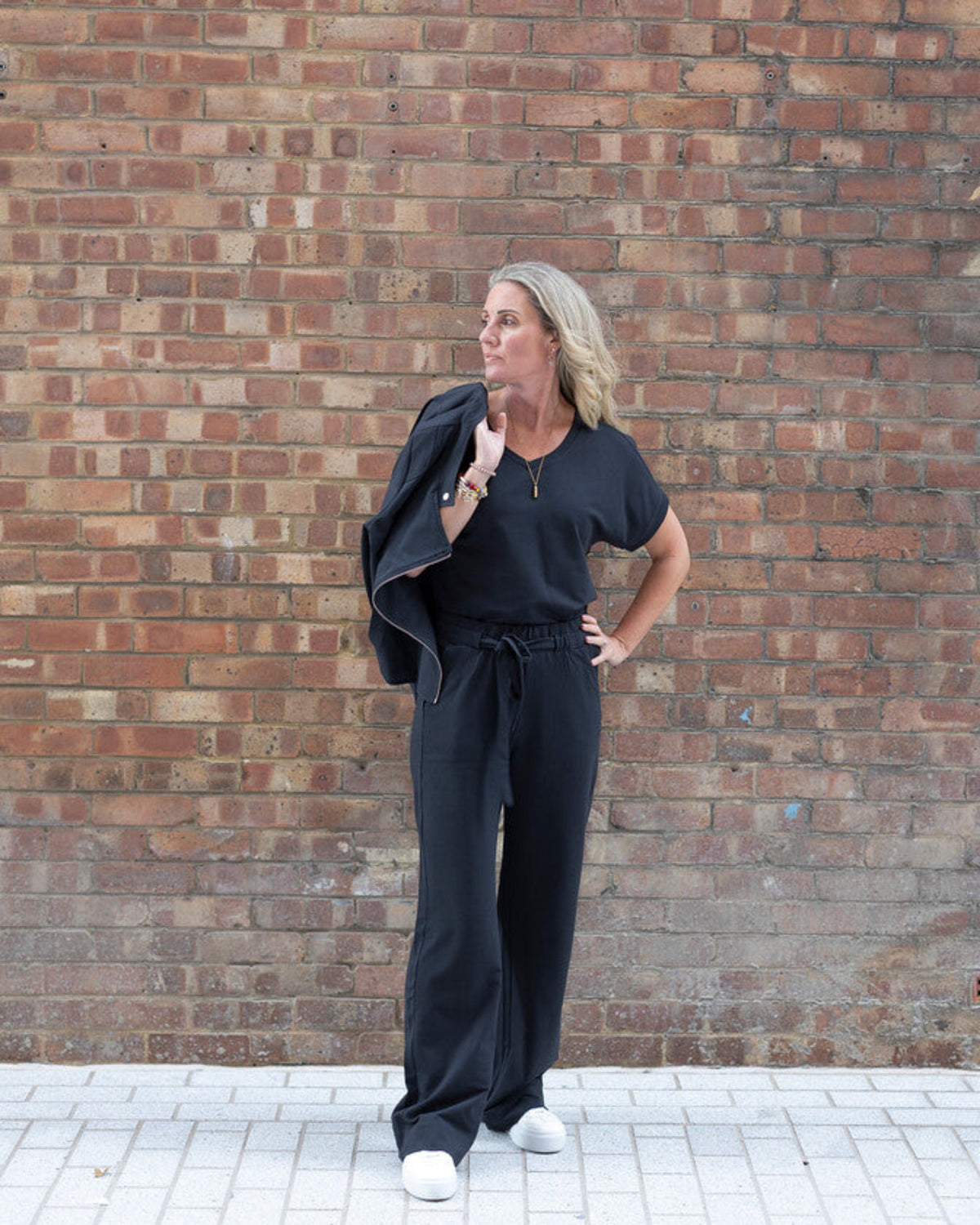 GODDESS wide leg trousers, charcoal
