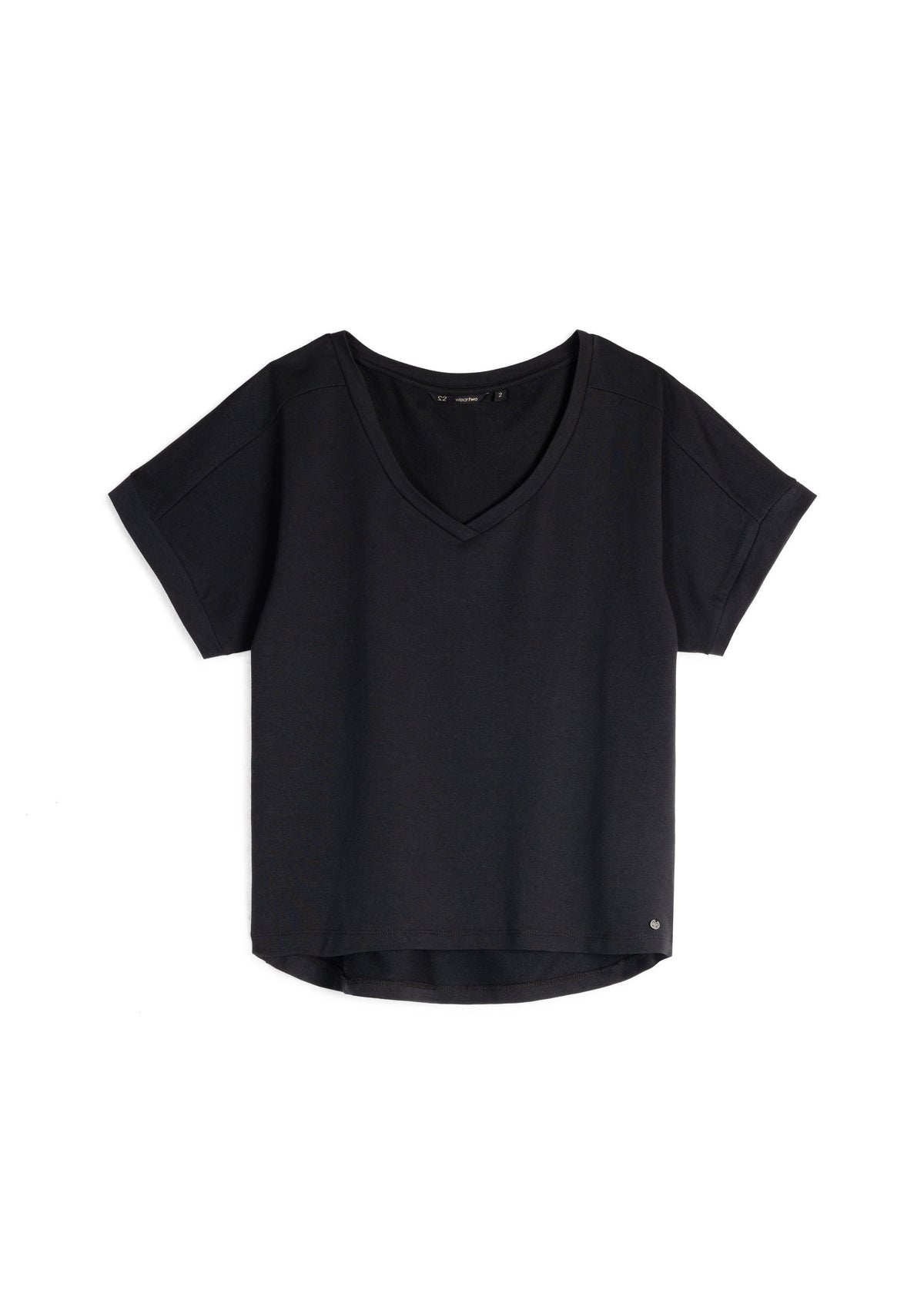 ATHENA v-neck, short sleeve top, charcoal