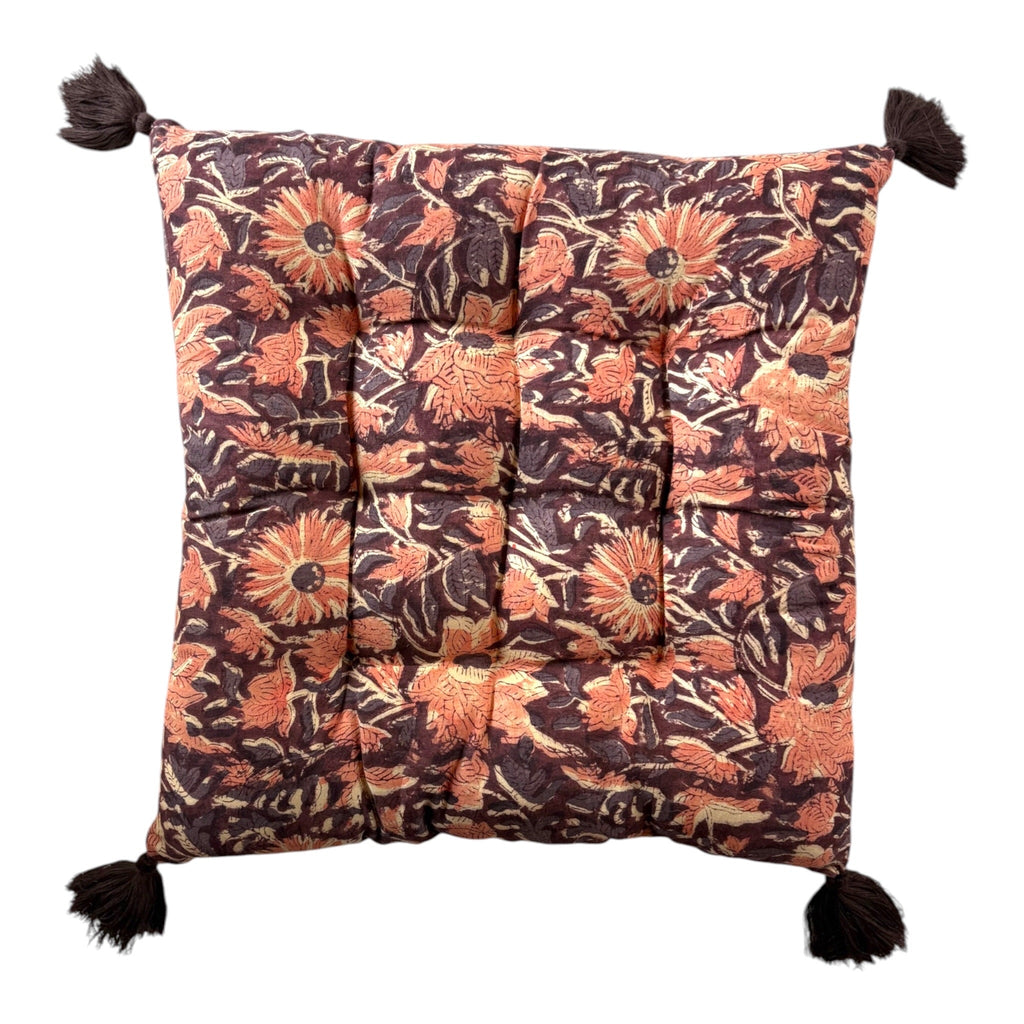 Block print cotton seat pads