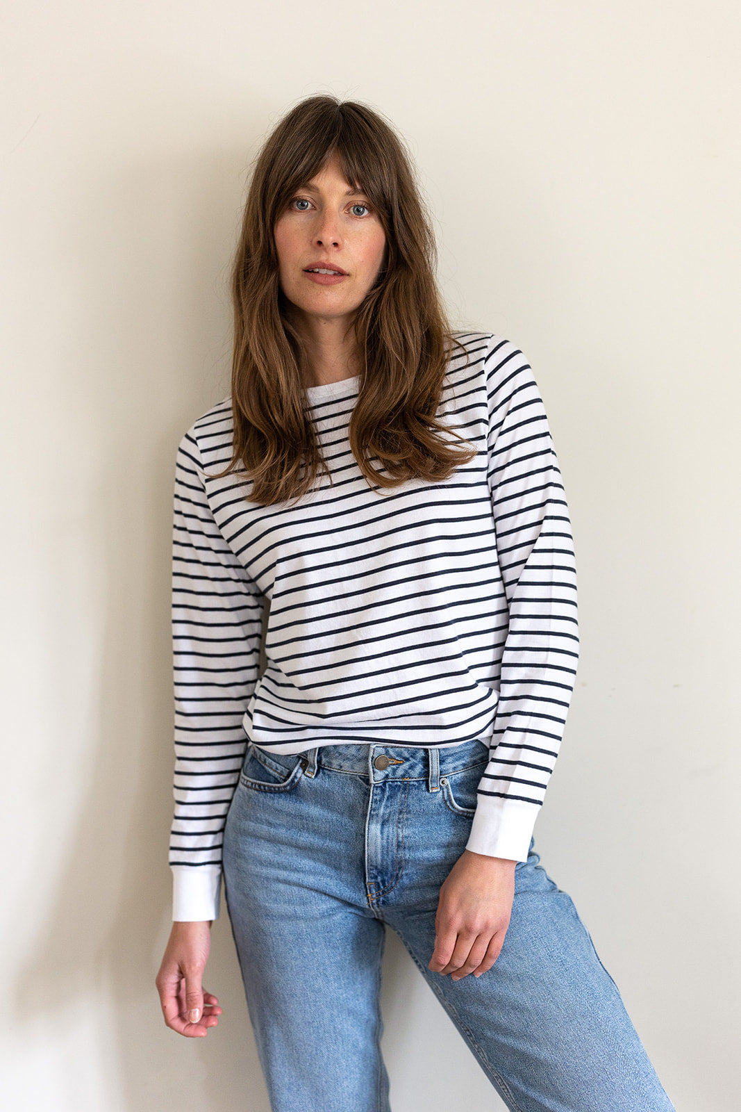 Audrey Organic Navy Breton T-Shirt