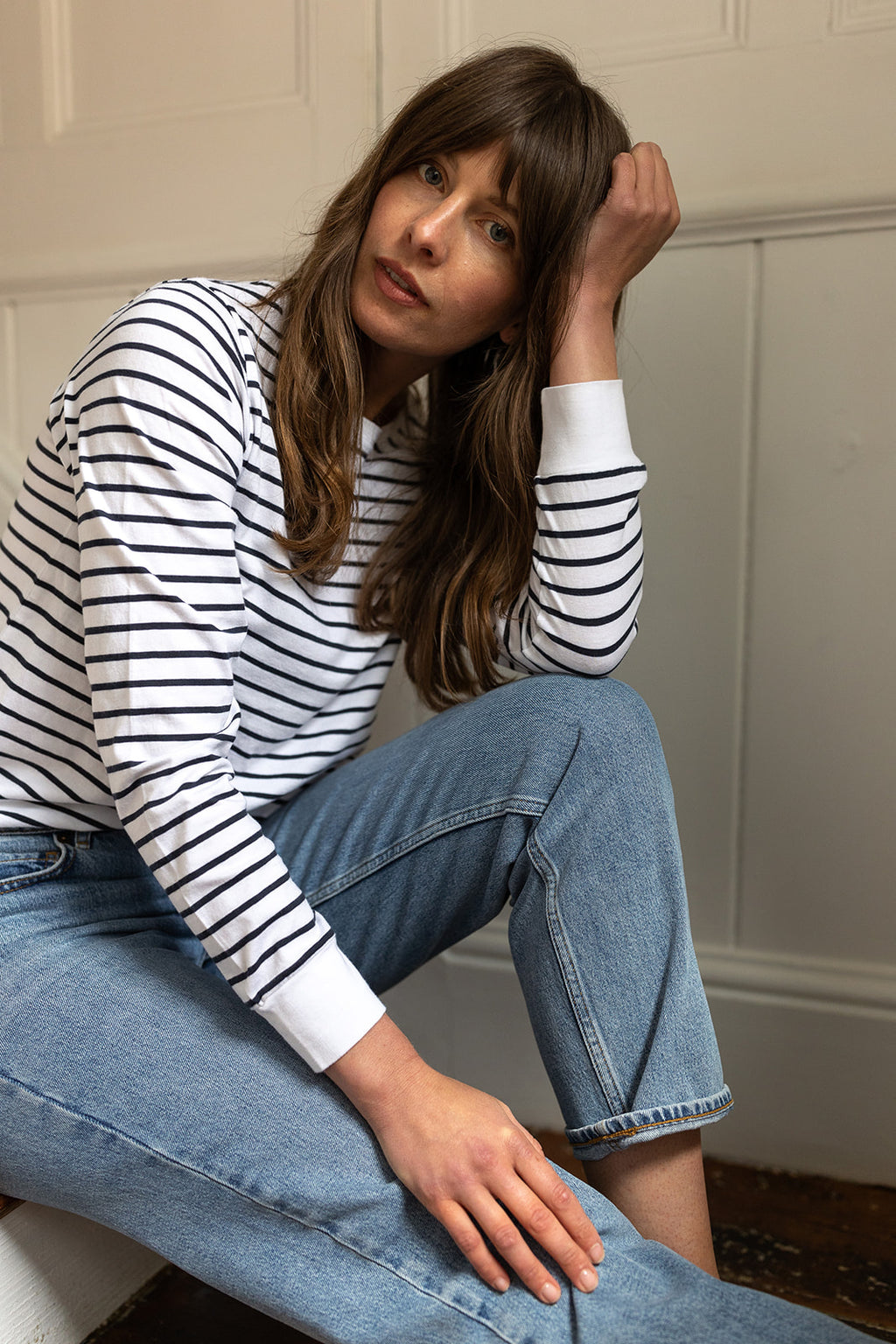 Audrey Organic Navy Breton T-Shirt