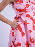 'AURORA' DRESS IN LOBSTER & STARFISH