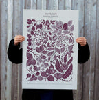 Autumn Foraging Poster - Lino Print By Isla Middleton