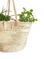 Handwoven Straw Market Bag with Long & Short Leather Handles
