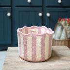 Stripy Scalloped Basket - Dusty Pink