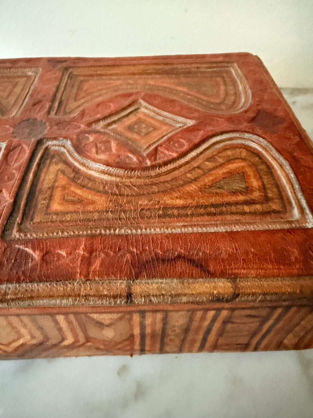 North African Hand-Tooled Leather Box, C1950