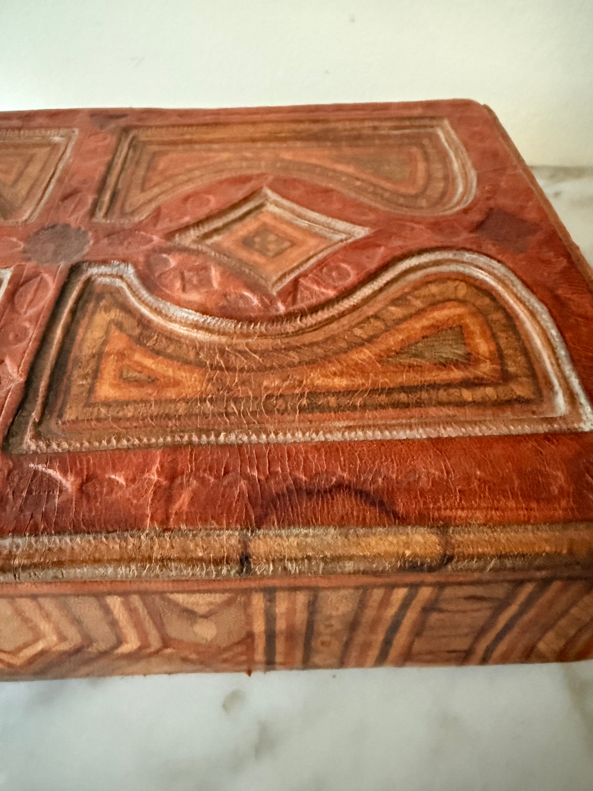 North African Hand-Tooled Leather Box, C1950