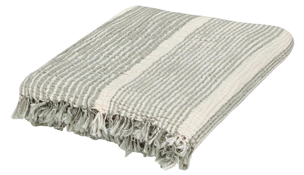 The Sorbet Collection: Matcha & White Stripe Muslin Towel