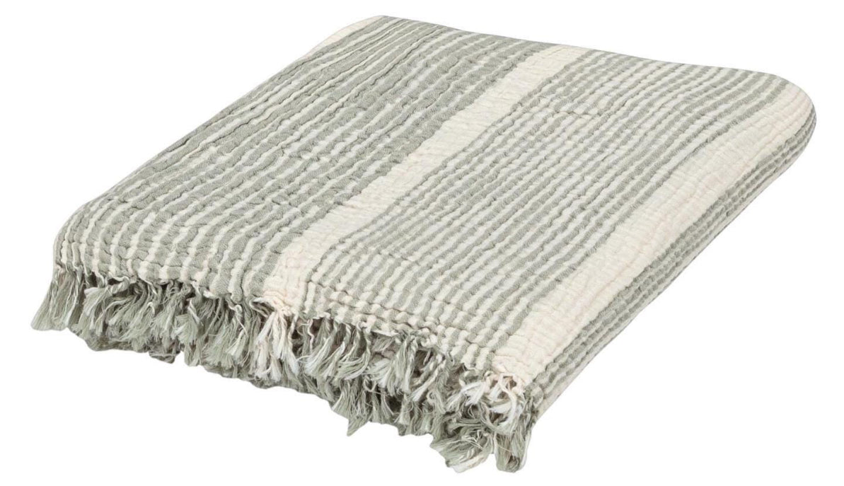 The Sorbet Collection: Matcha & White Stripe Muslin Towel