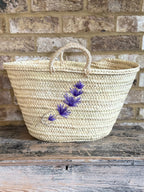 Handwoven Lavender Straw Market Bag