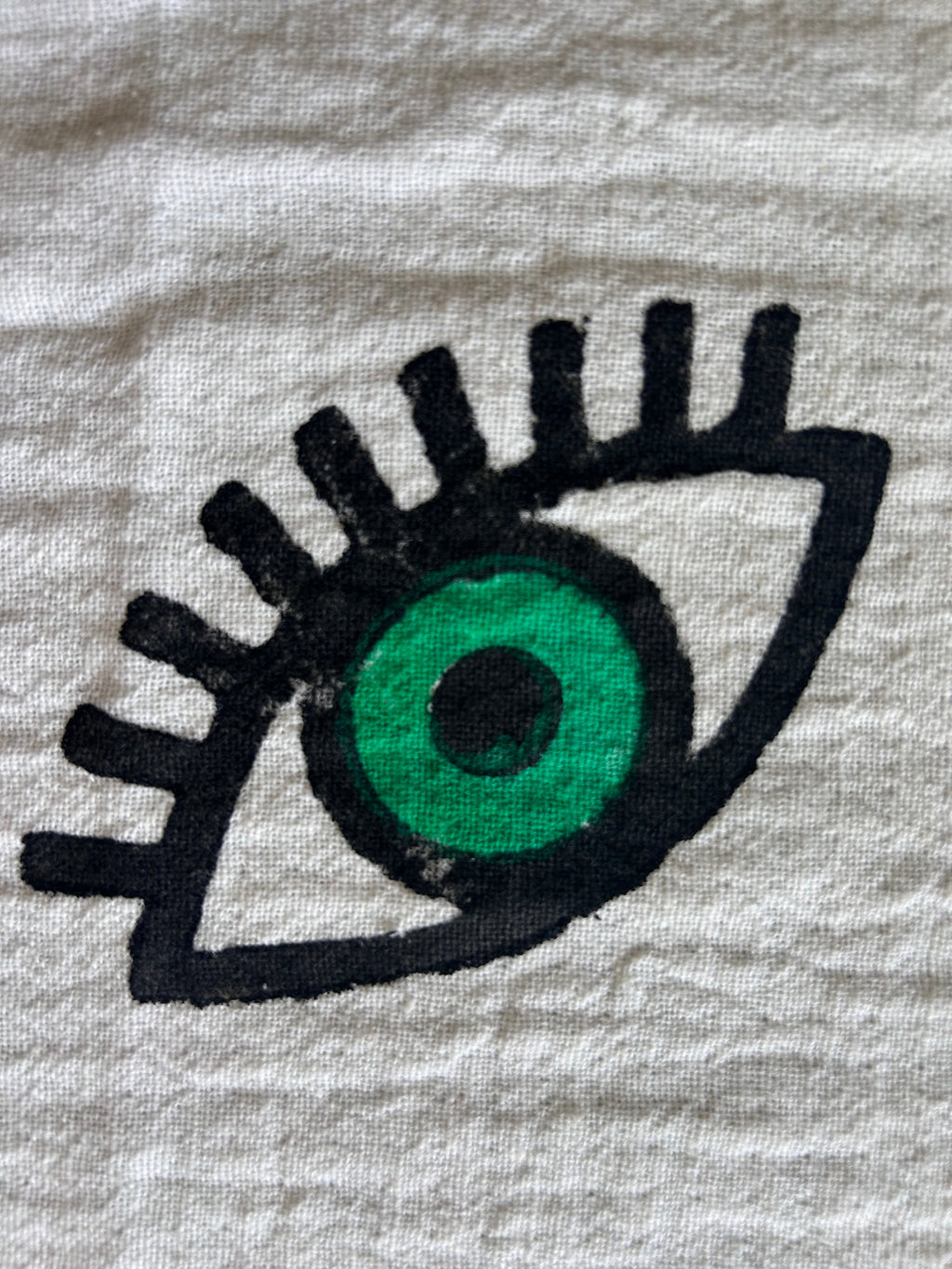 White with Mini Eye Organic Cotton Peshtemal Towel