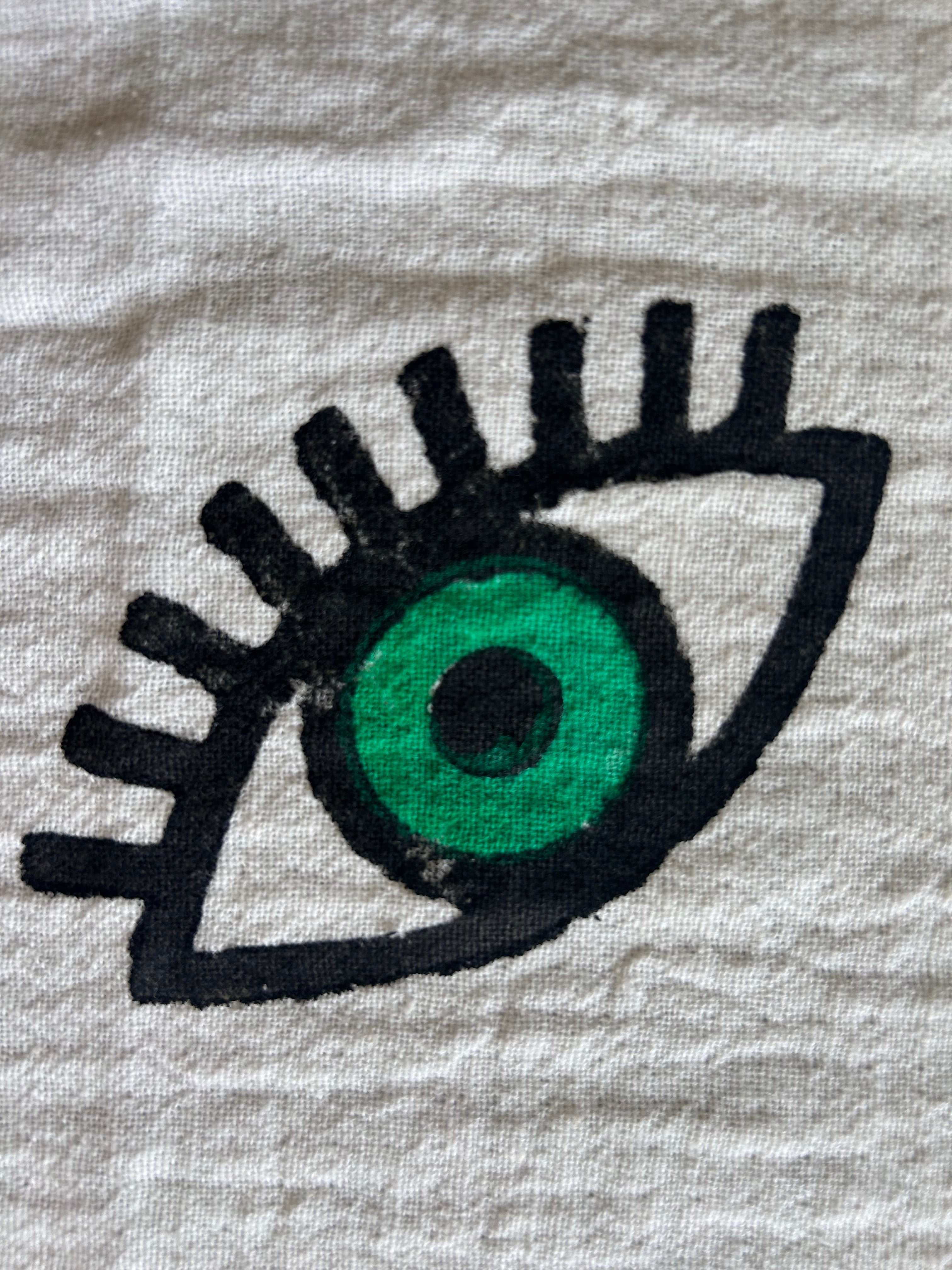 White with Mini Eye Organic Cotton Peshtemal Towel