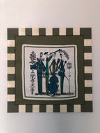 Mid-century Swedish napkin in hand-painted upcycled frame