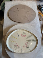 Asymmetric wild grasses ceramic serving centrepiece platter