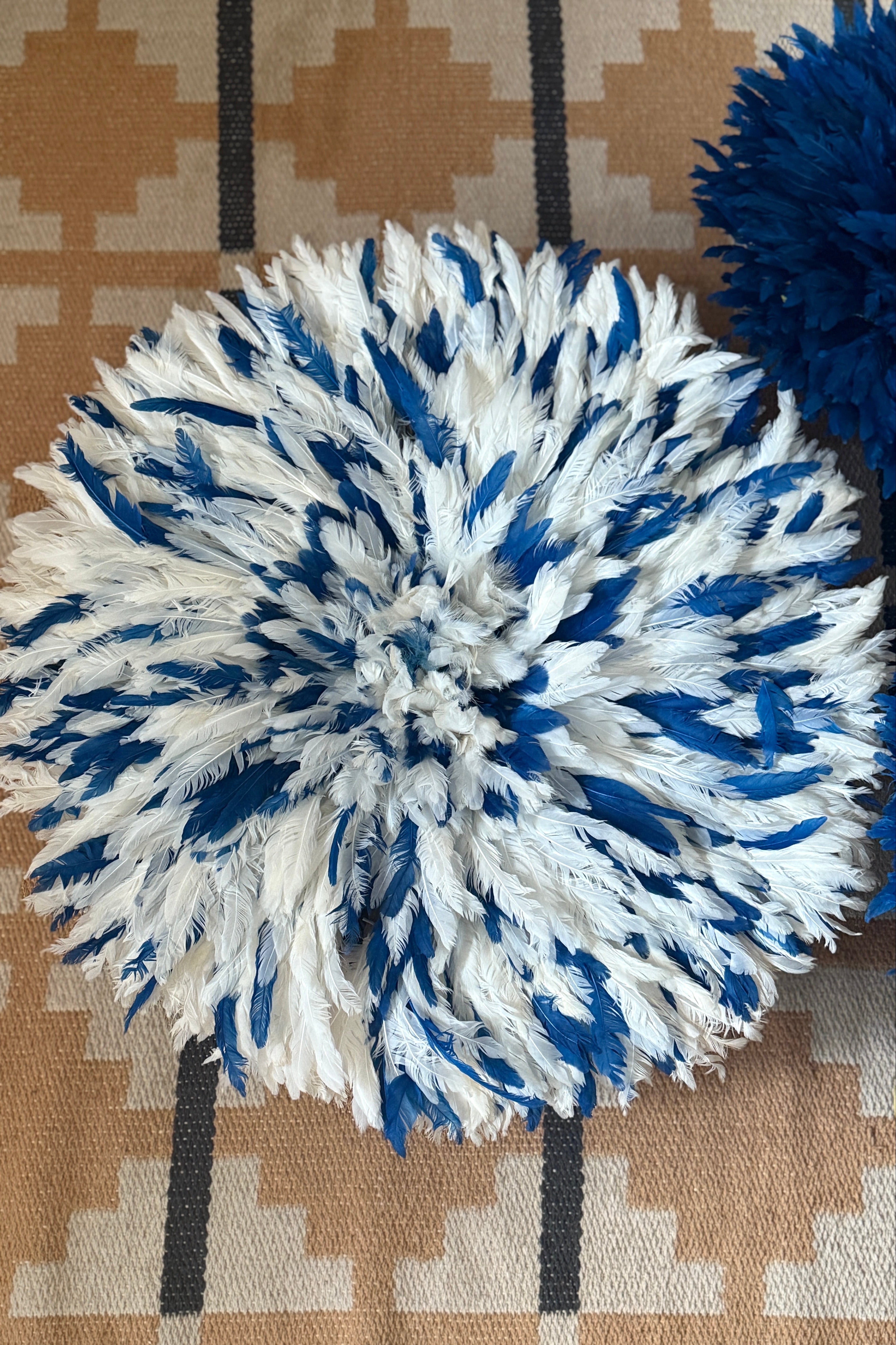 AUTHENTIC BLUE & WHITE JUJU HATS FROM CAMEROON (60CM)