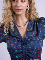 'BABINGTON' DRESS IN NAVY STRAWBERRY