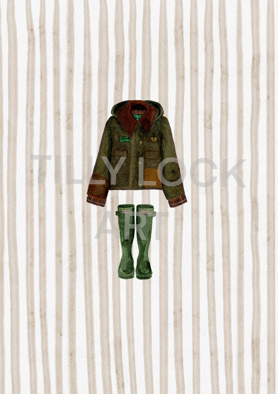 STRIPY BARBOUR & WELLIES