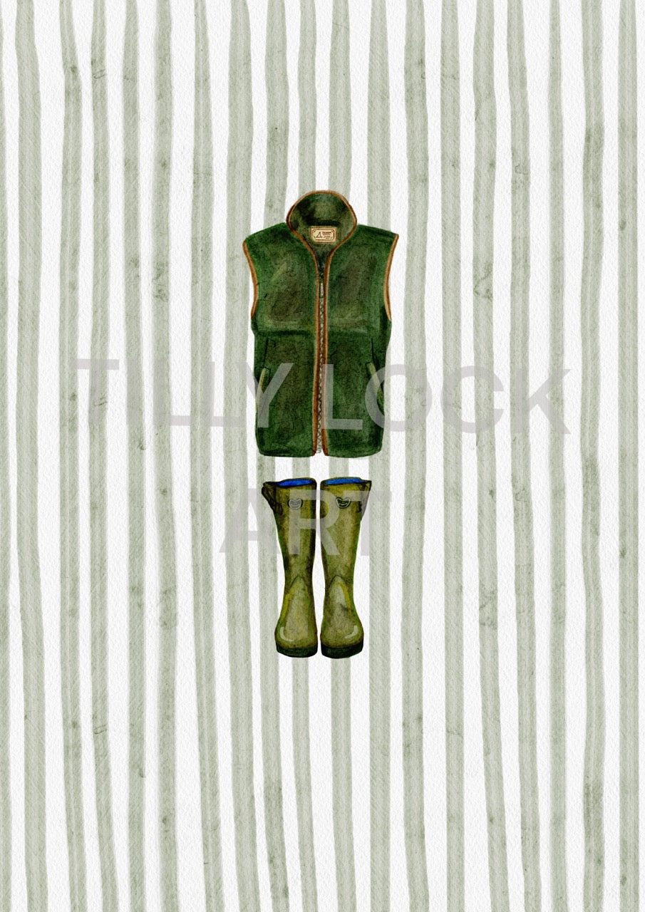 STRIPY GILET & WELLIES