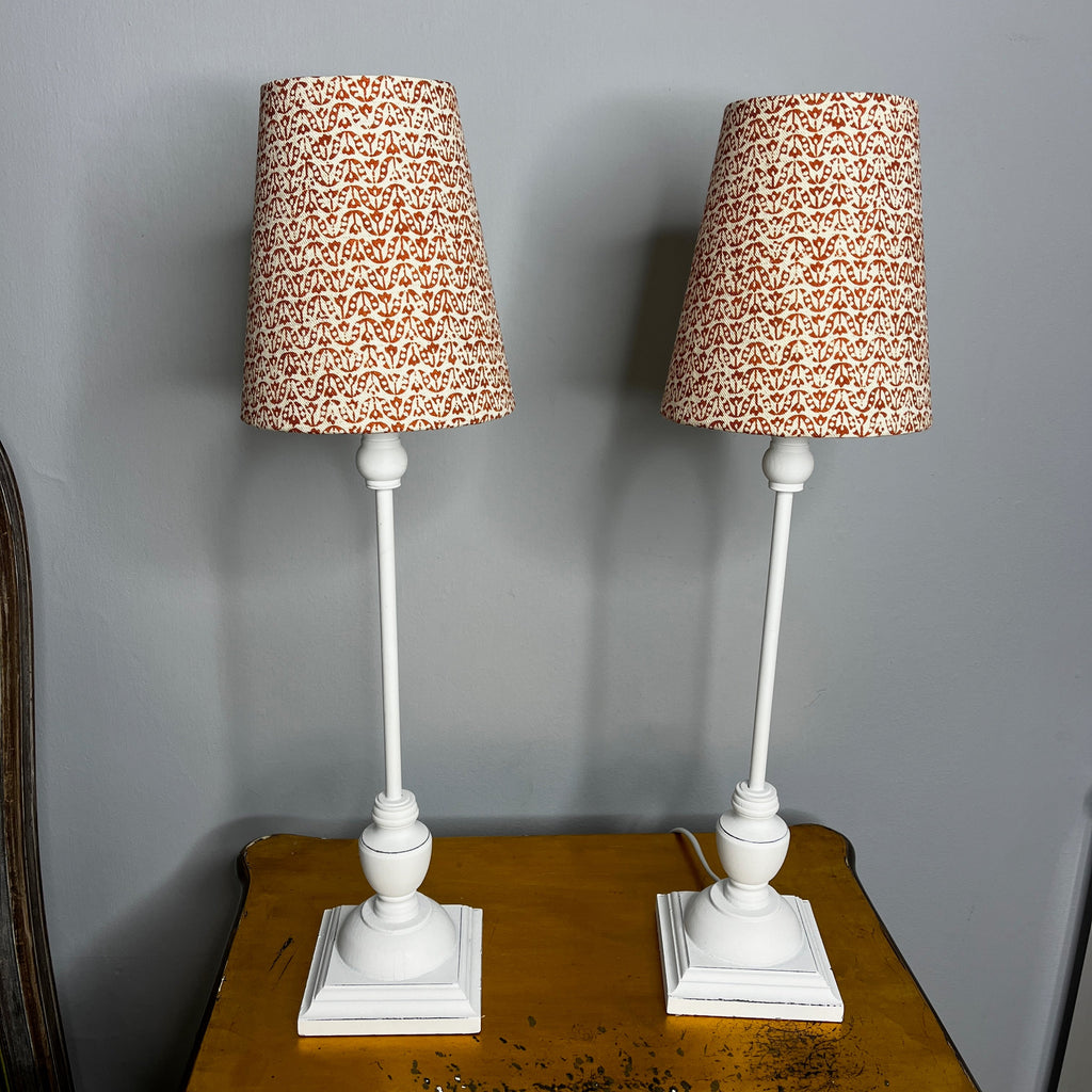 Pair of Bedside Lamps with Handmade Contemporary Shades